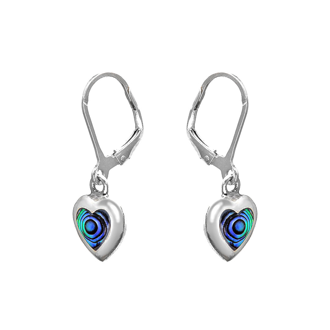 Heart Shaped Silver Earrings with Colorful Man Made Stones