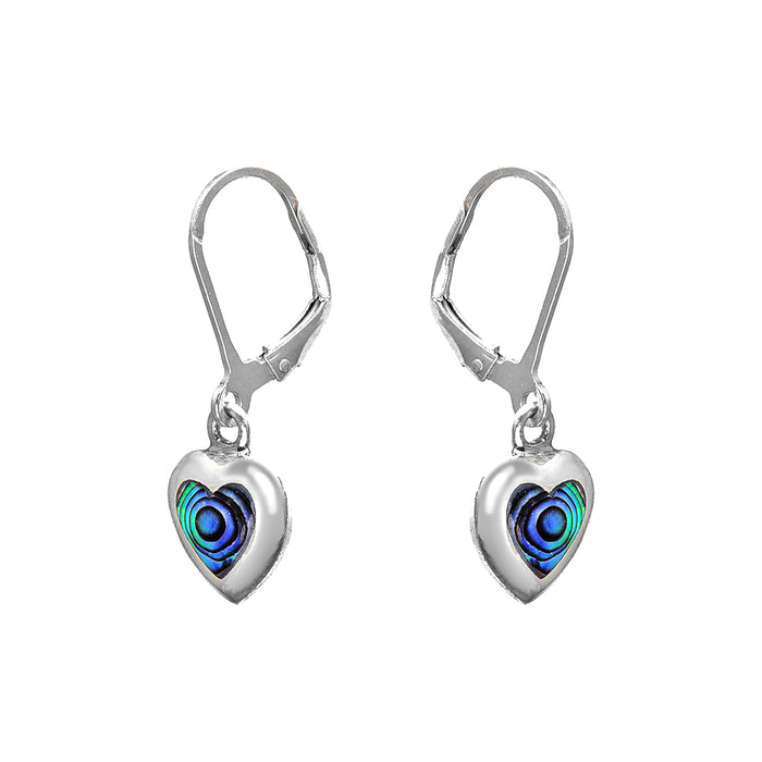 Heart Shaped Silver Earrings with Colorful Man Made Stones