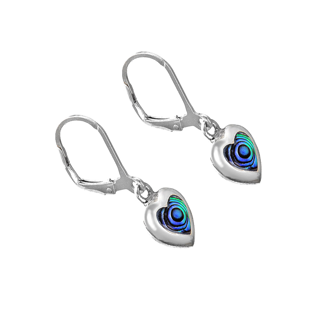 Heart Shaped Silver Earrings with Colorful Man Made Stones