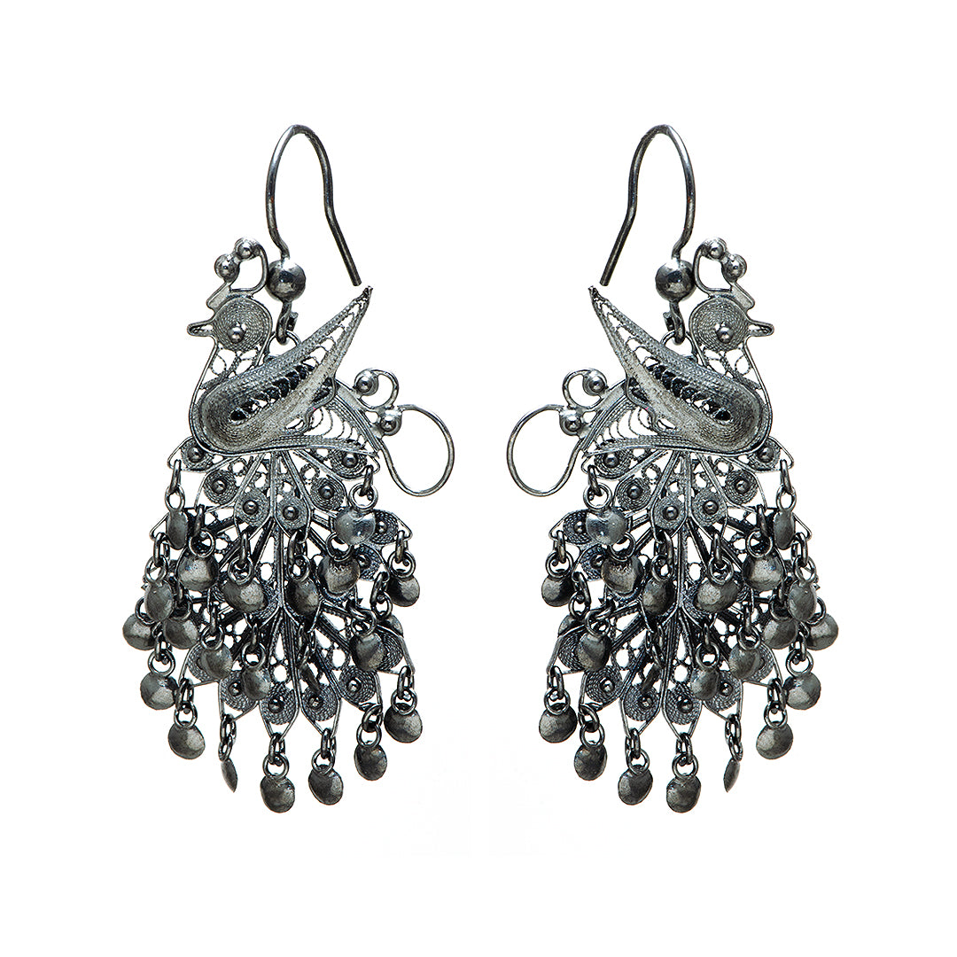 Peacock Silver Earrings