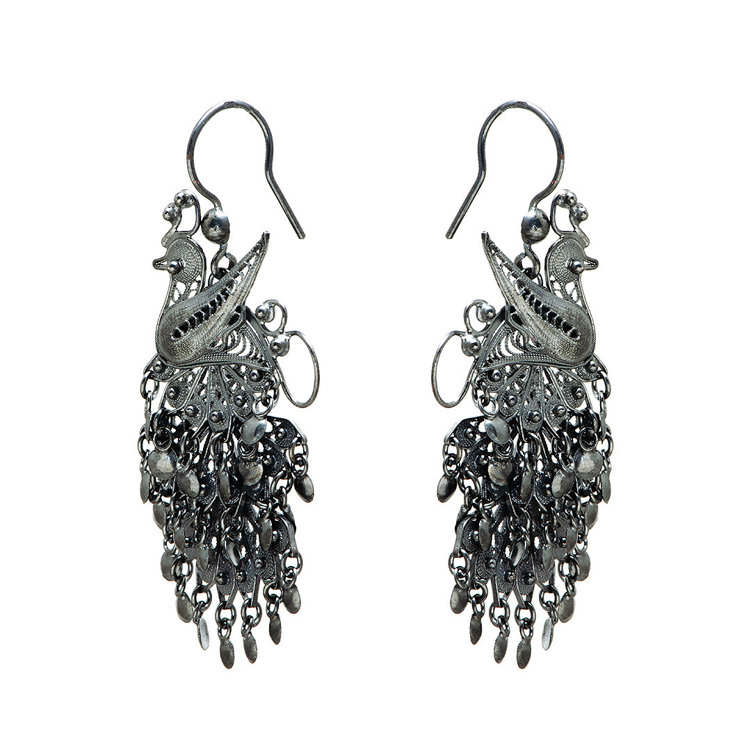 Peacock Silver Earrings