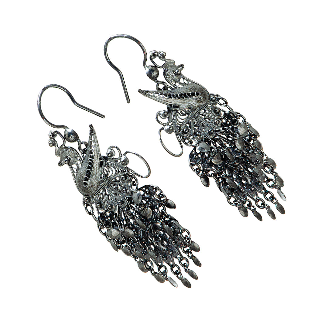 Peacock Silver Earrings