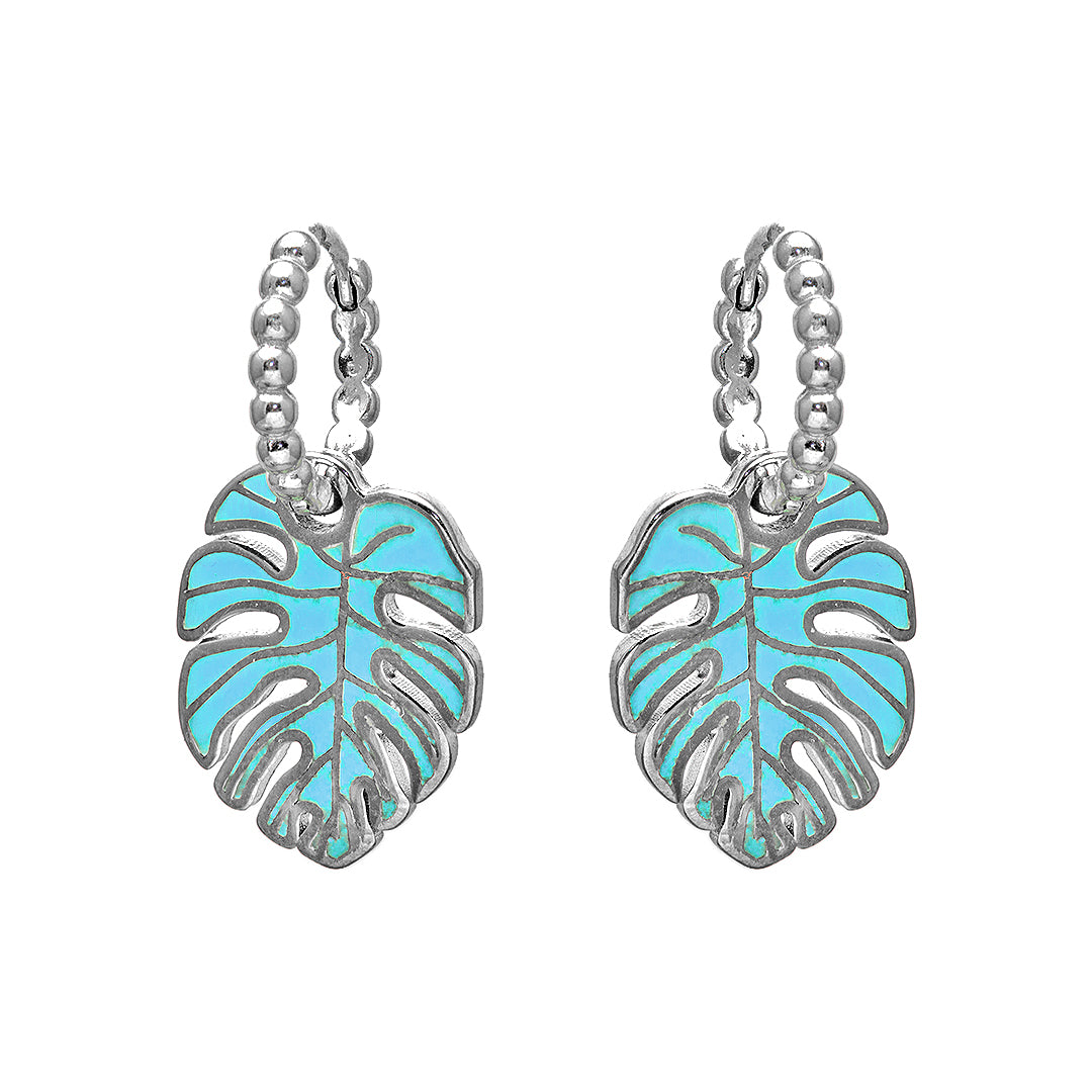 Turquoise Leaf Silver Earrings