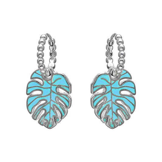 Turquoise Leaf Silver Earrings