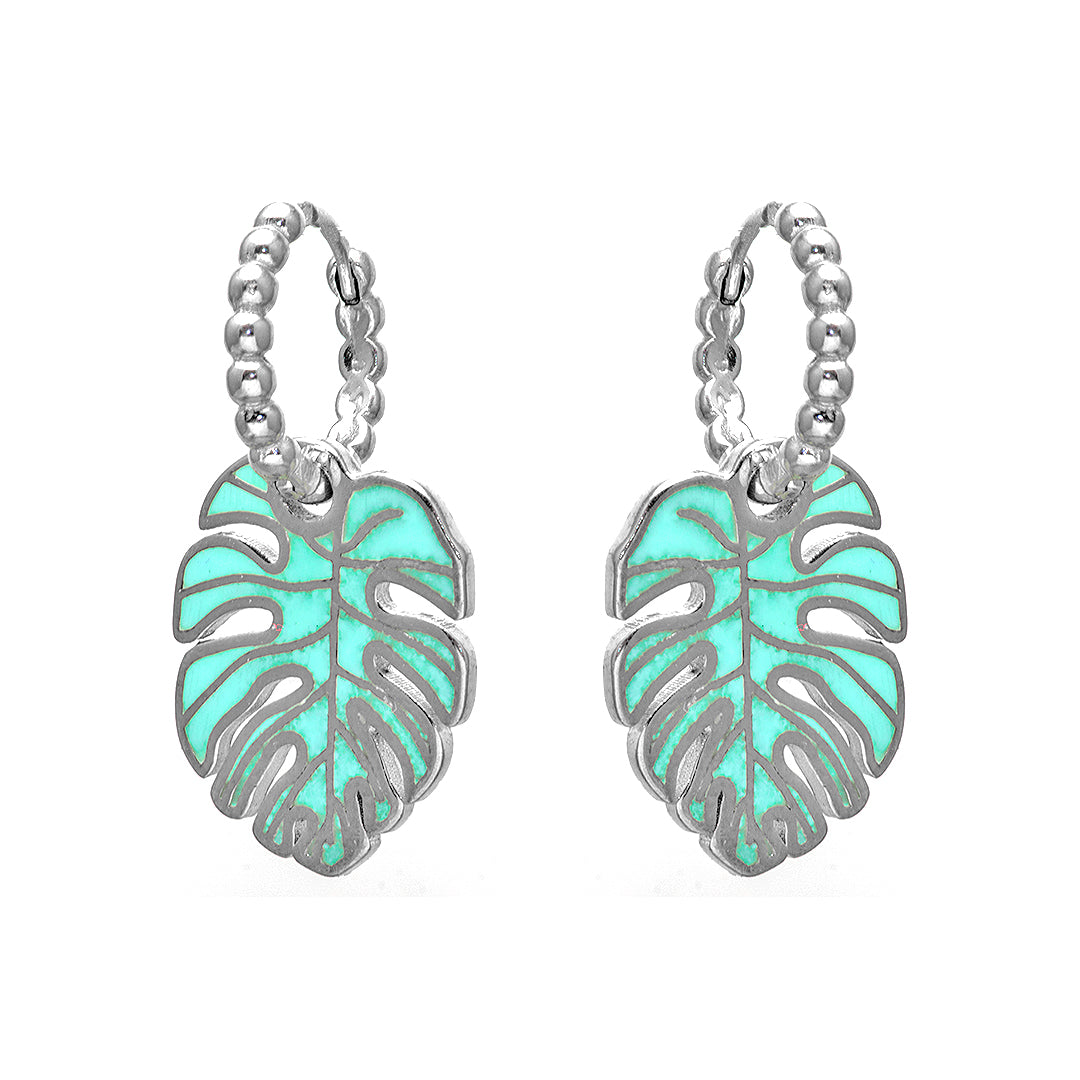 Turquoise Leaf Silver Earrings