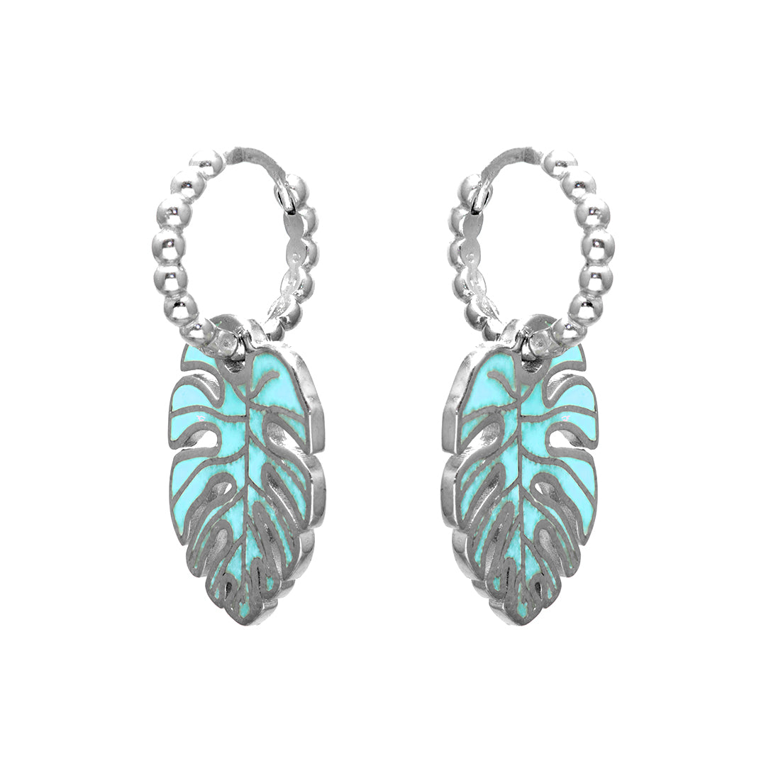 Turquoise Leaf Silver Earrings