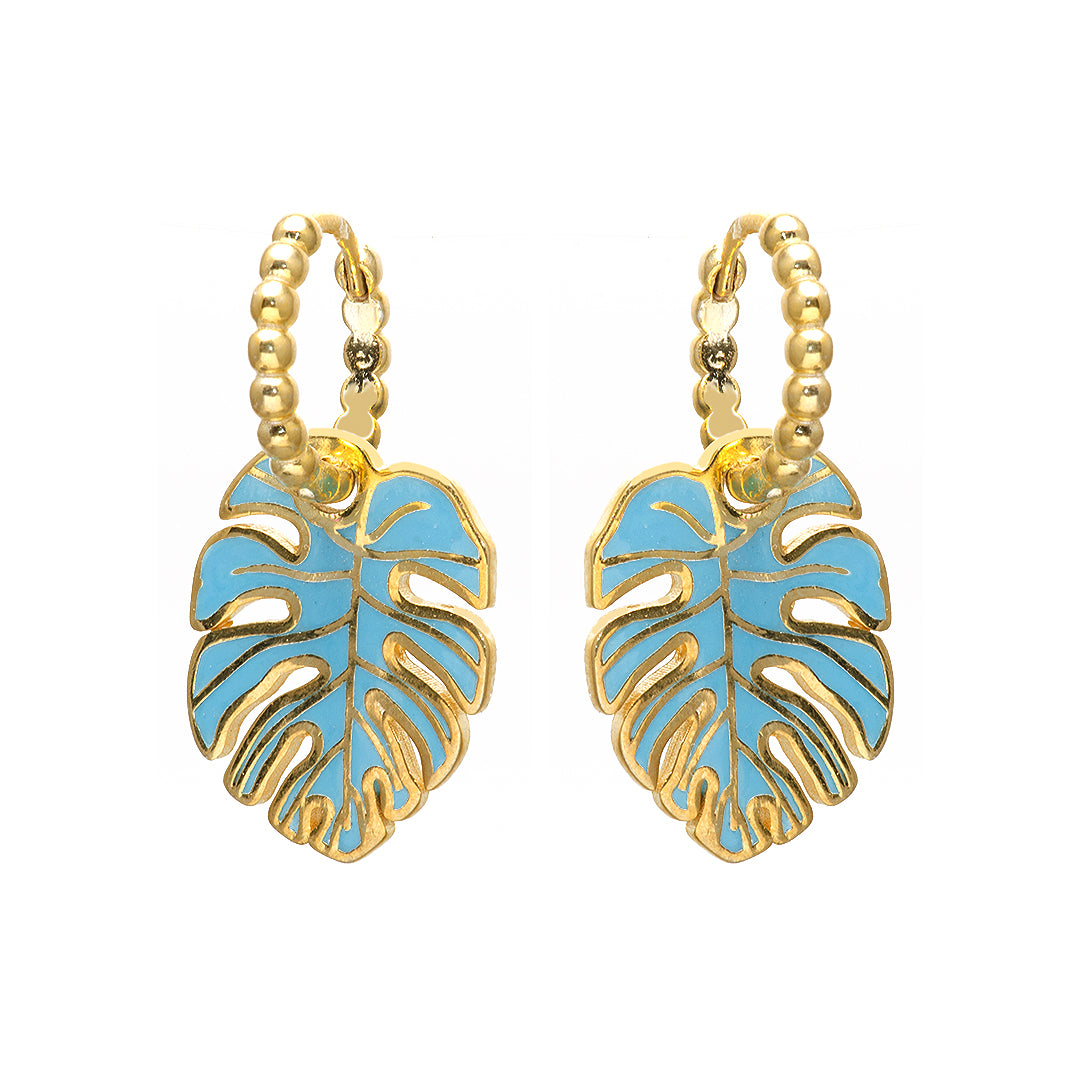 Gold Plated Turquoise Leaf Earrings