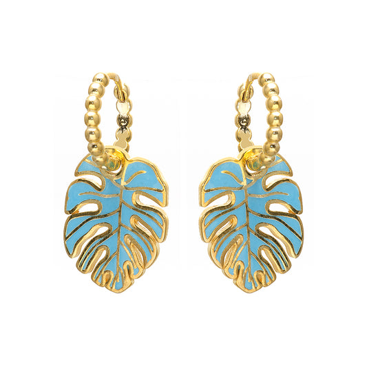 Gold Plated Turquoise Leaf Earrings