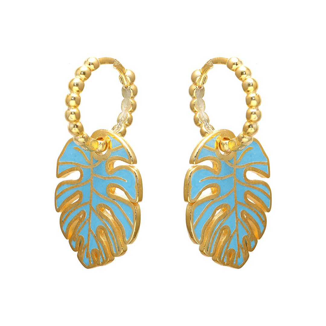 Gold Plated Turquoise Leaf Earrings