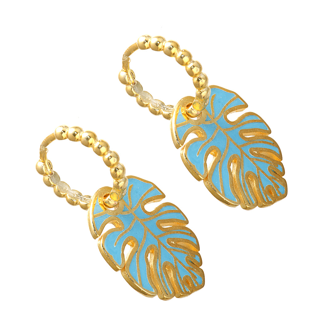 Gold Plated Turquoise Leaf Earrings