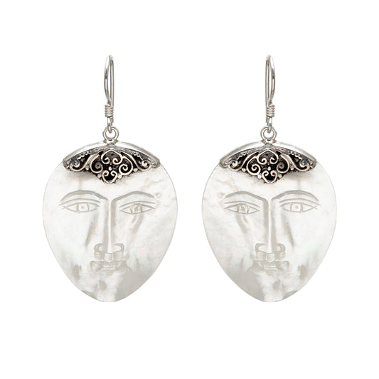 Mother of Pearl Earrings with Face