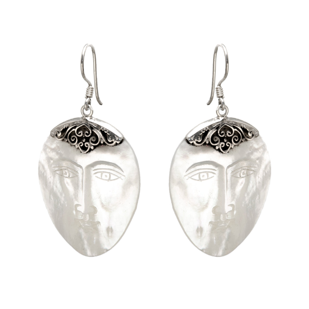 Mother of Pearl Earrings with Face