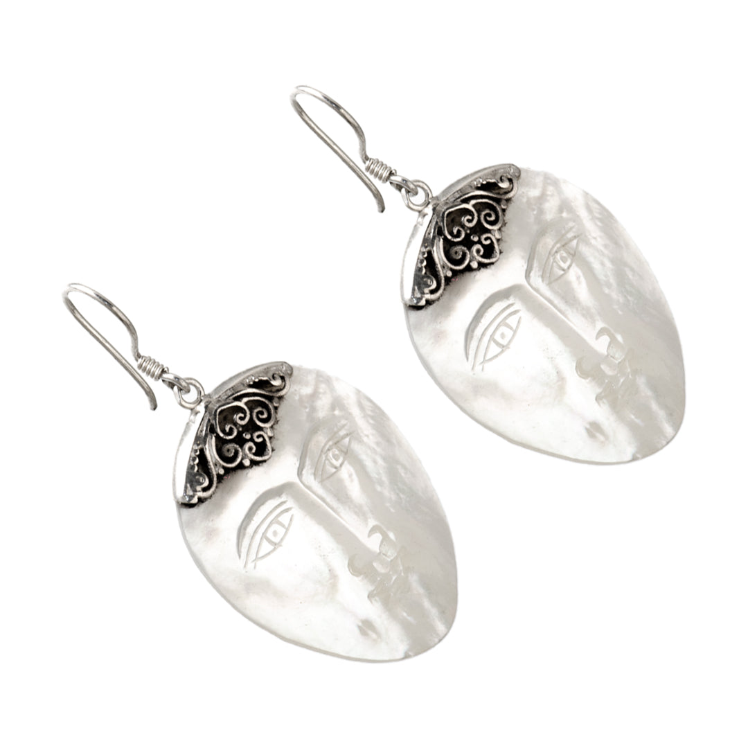 Mother of Pearl Earrings with Face