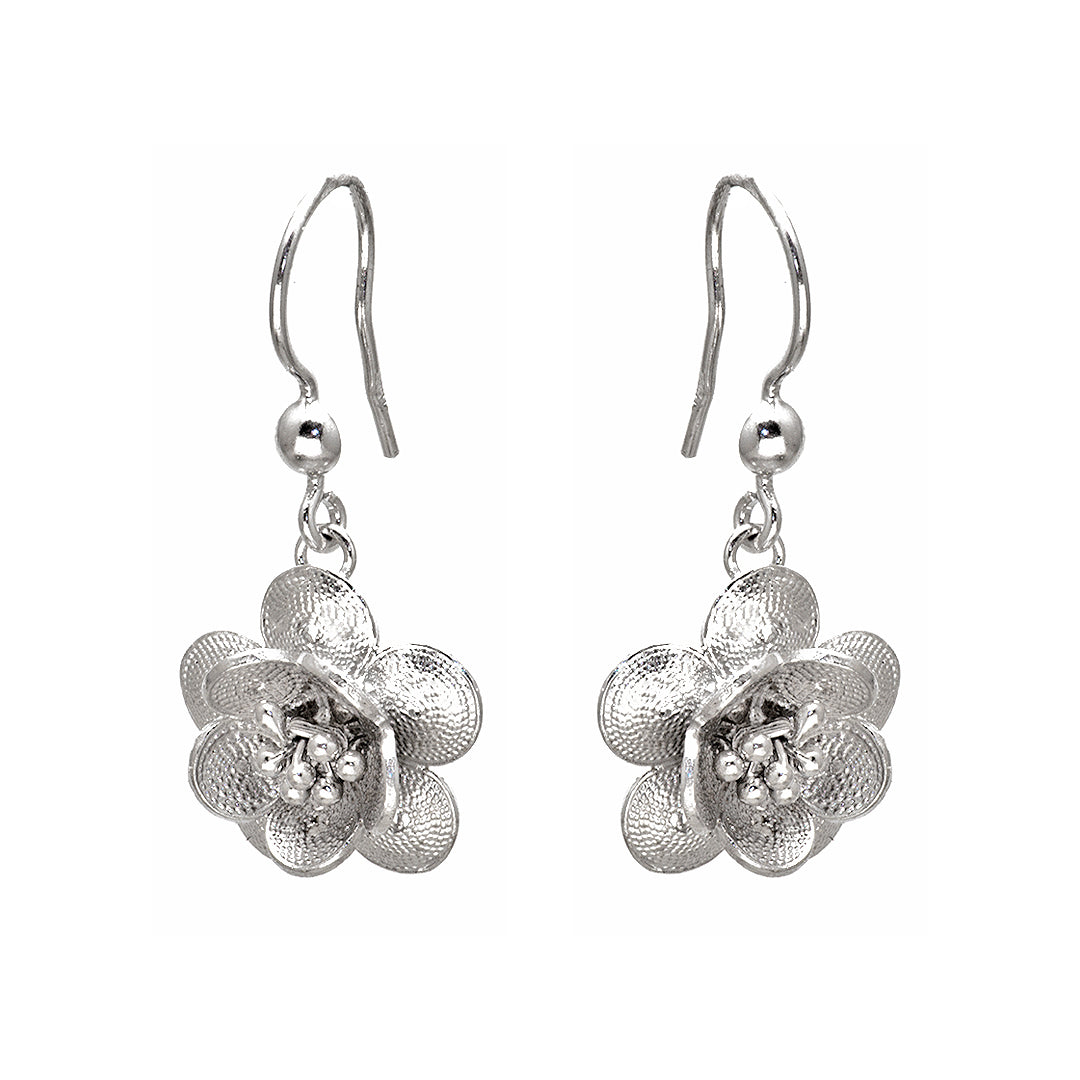 Silver Layered Flower Earrings