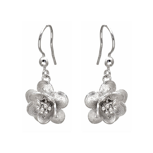 Silver Layered Flower Earrings