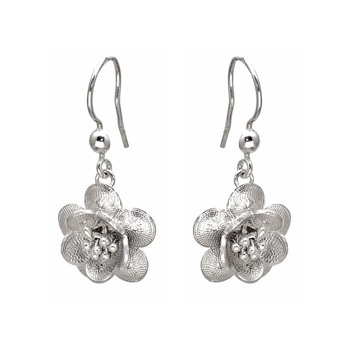 Silver Layered Flower Earrings