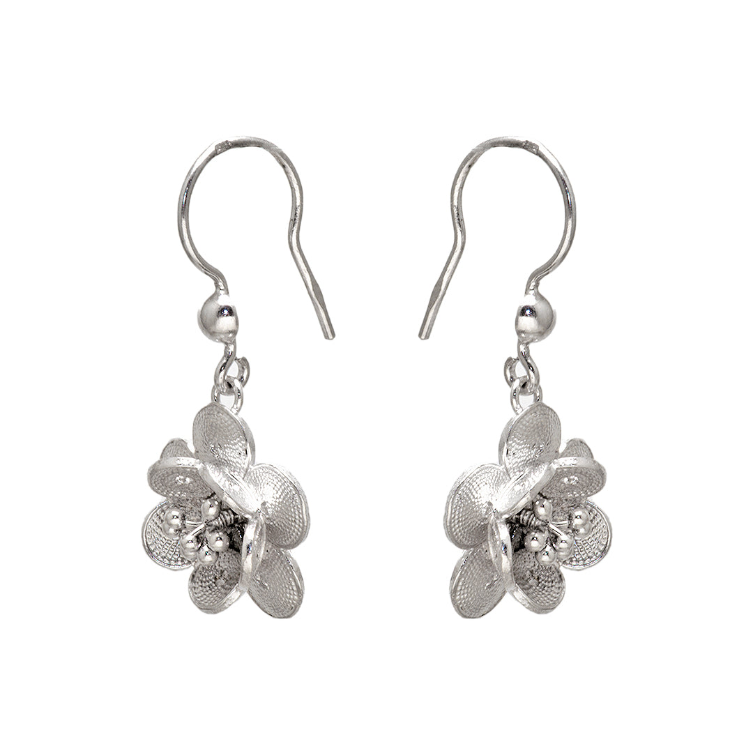 Silver Layered Flower Earrings