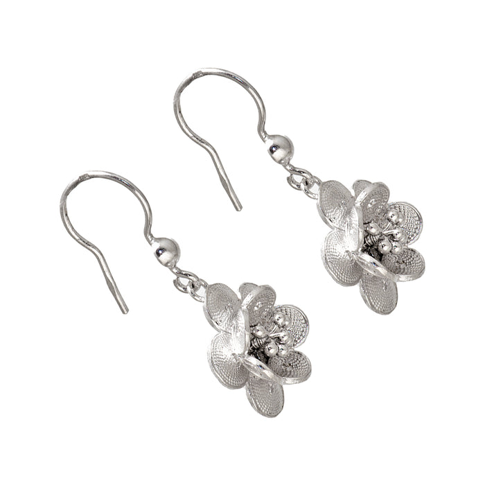 Silver Layered Flower Earrings