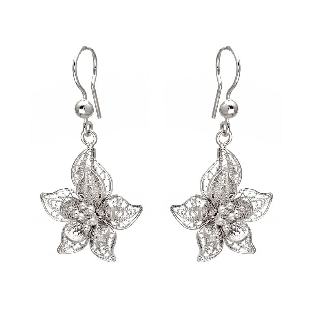 Silver Layered Flower Earrings