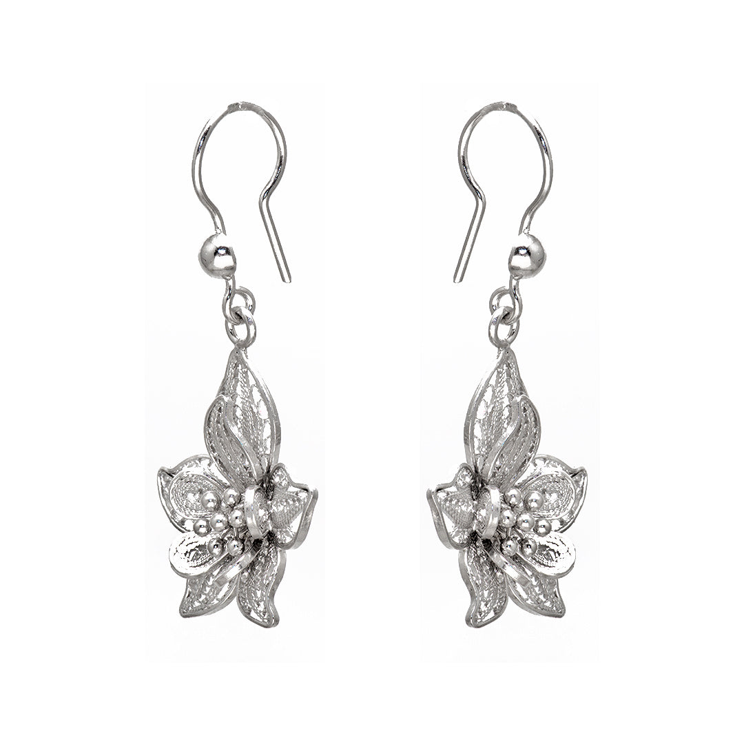 Silver Layered Flower Earrings