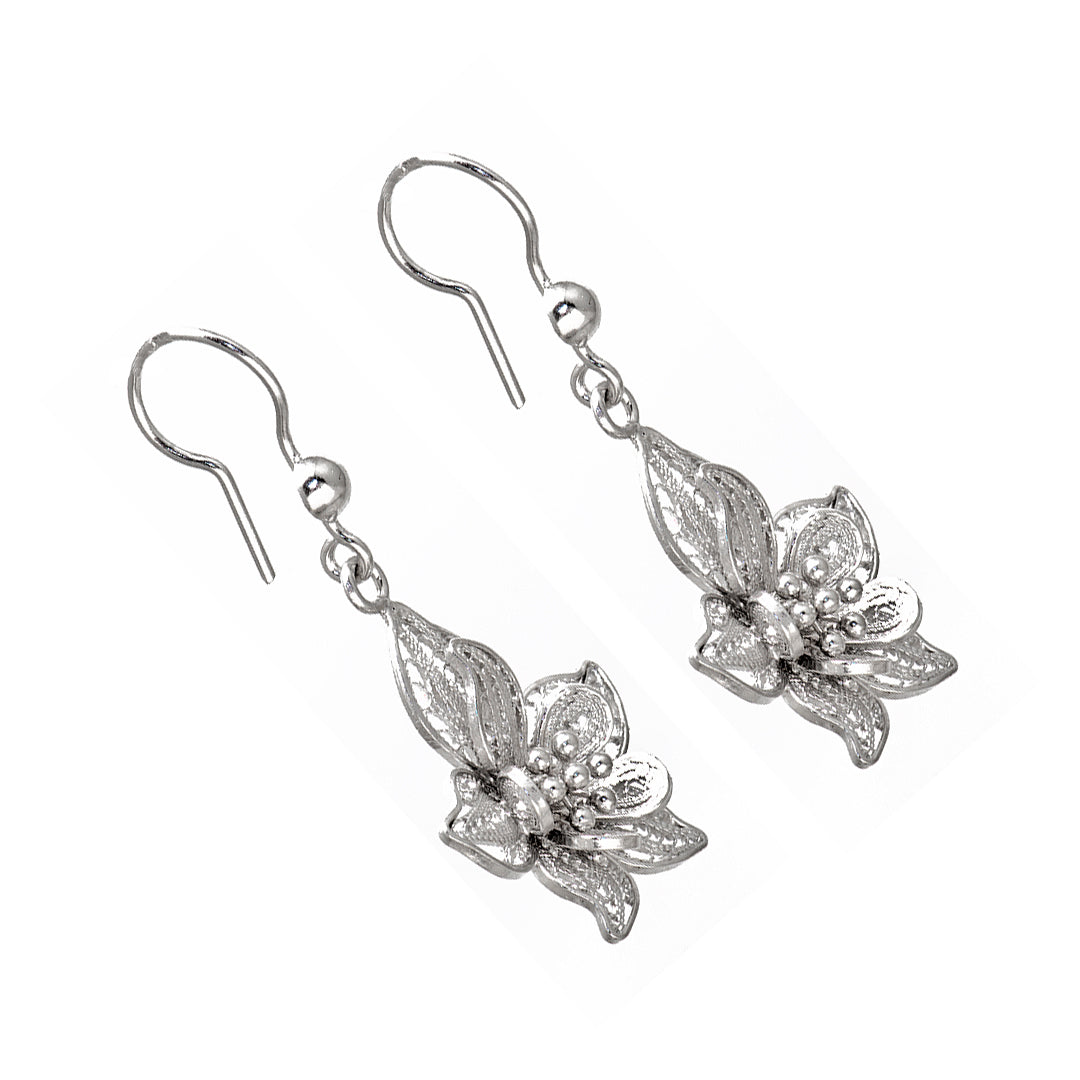 Silver Layered Flower Earrings