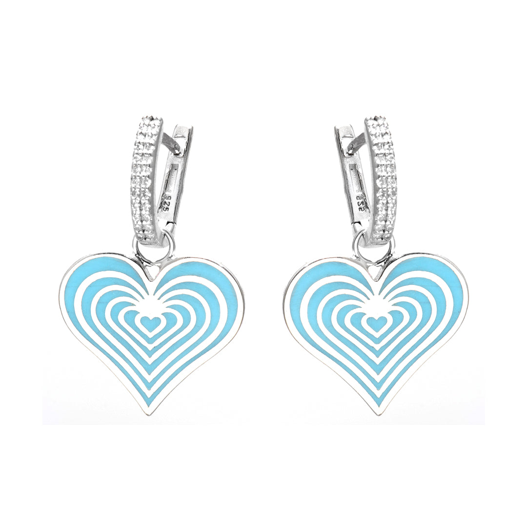 Turquoise Blue Heart Shaped Silver Earrings