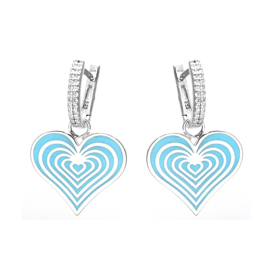 Turquoise Blue Heart Shaped Silver Earrings