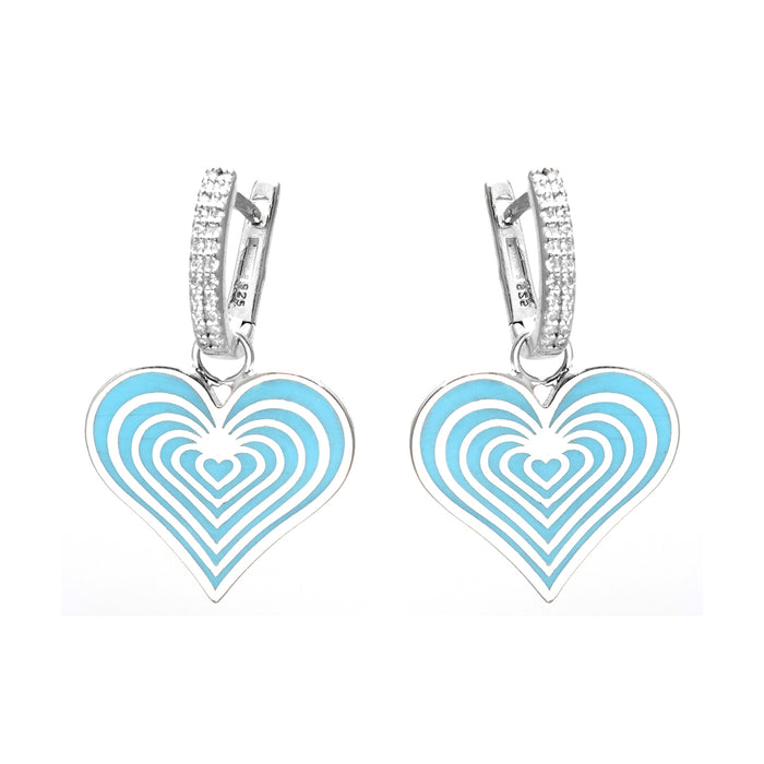 Turquoise Blue Heart Shaped Silver Earrings