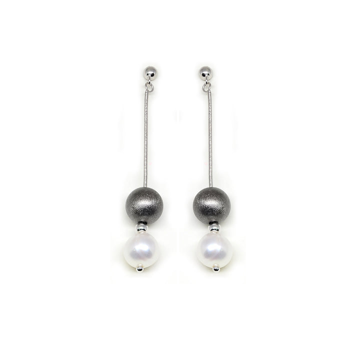 Pearl and Silver Drop Earrings