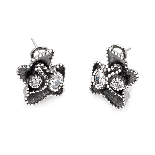 Roberto Bravo Crystal Flower Earrings