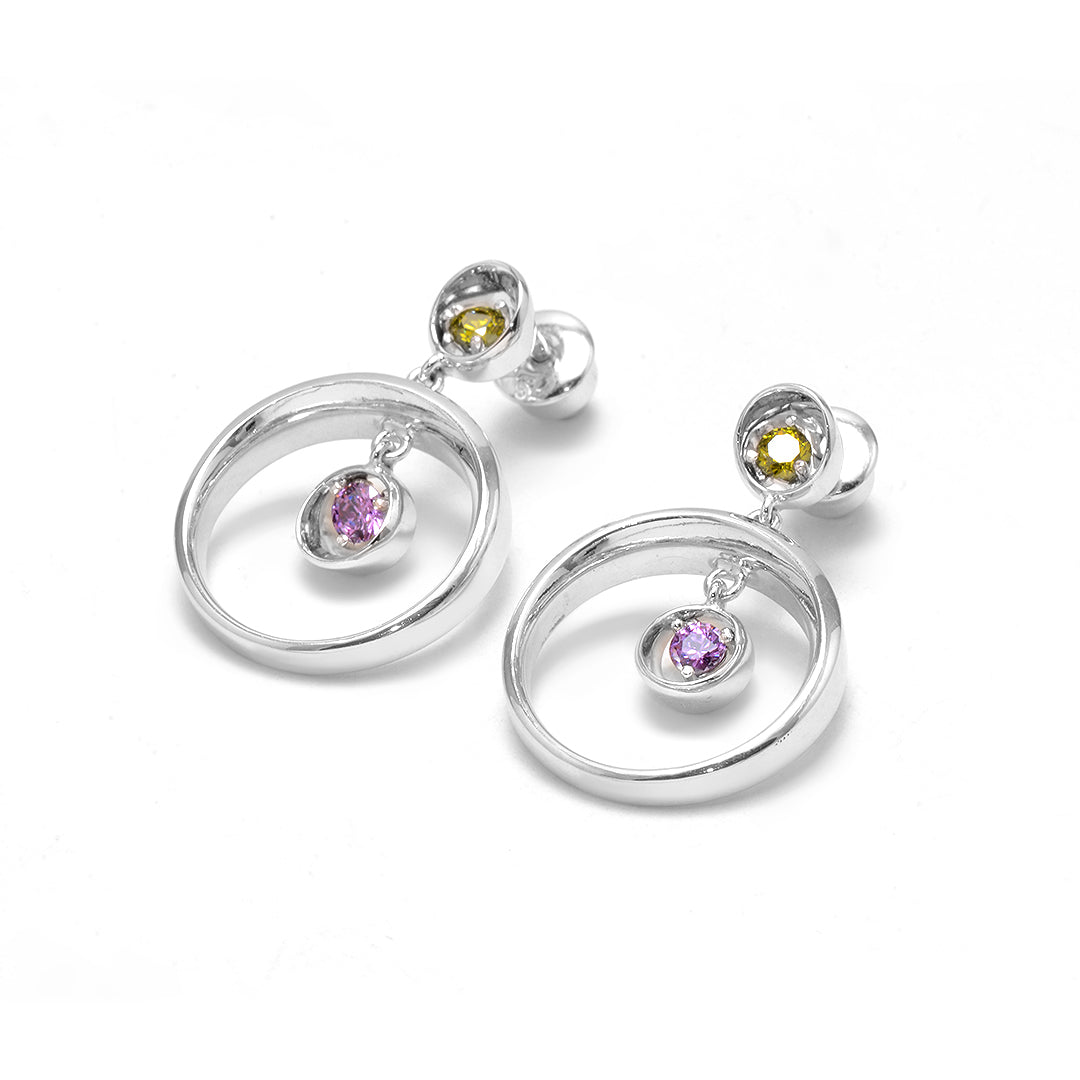 Silver Roberto Bravo Earring with Swarovski Crystals (Small)