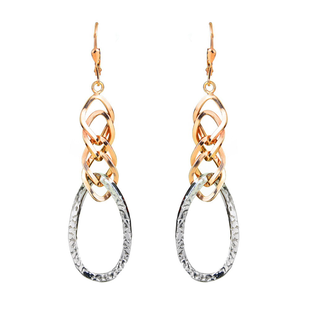 Silver and Rose Gold Plated Dangle Earrings