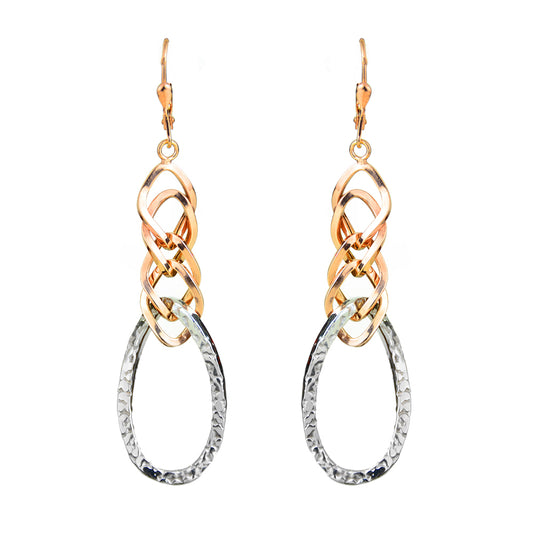 Silver and Rose Gold Plated Dangle Earrings