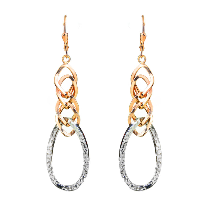 Silver and Rose Gold Plated Dangle Earrings