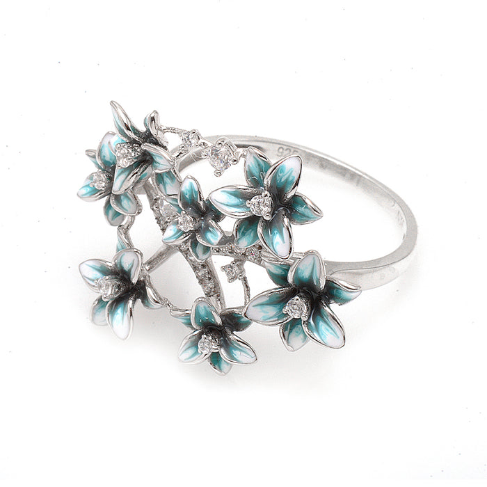 Light Blue Floral Ring by Roberto Bravo