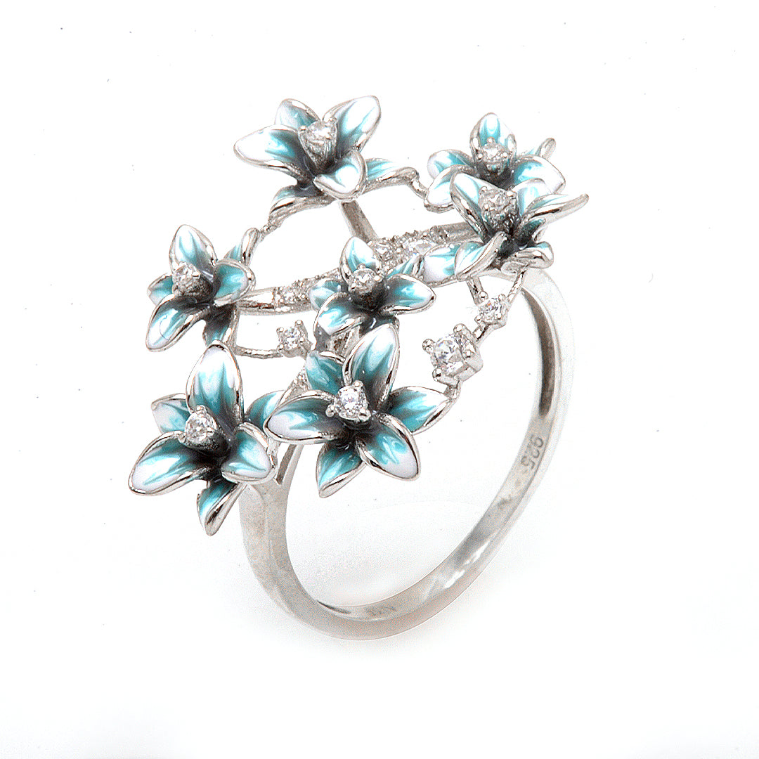 Light Blue Floral Ring by Roberto Bravo