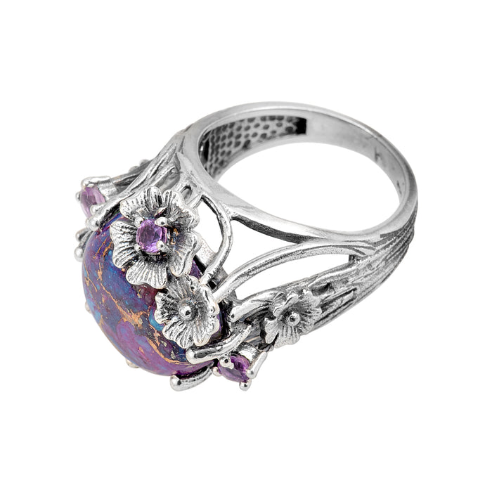 Purple and Blue Floral Ring