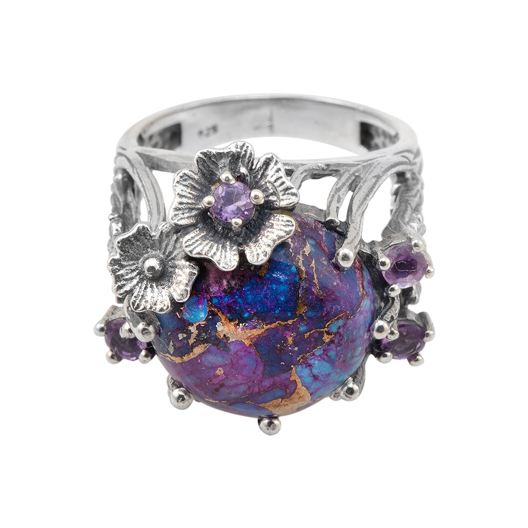 Purple and Blue Floral Ring