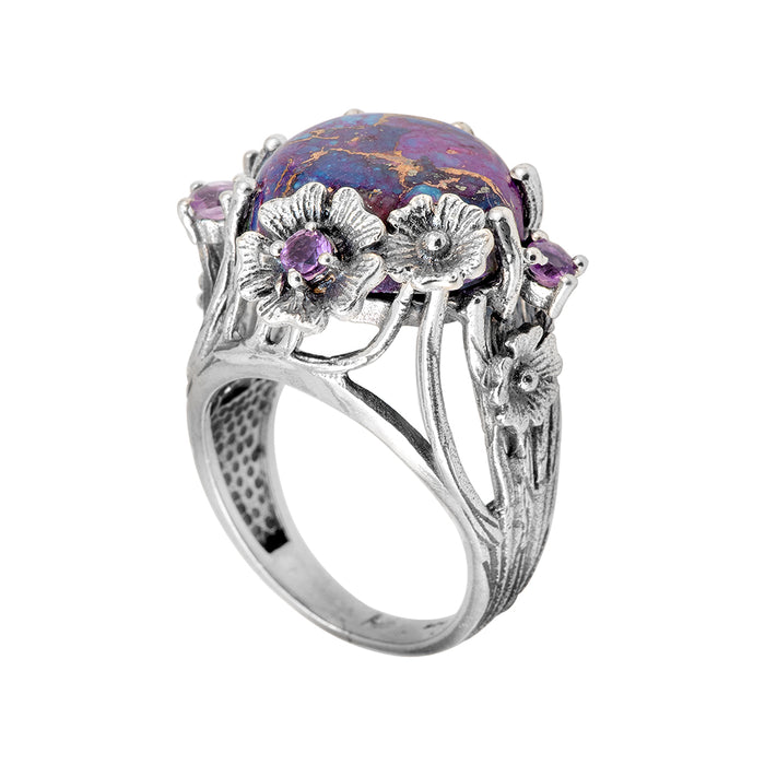 Purple and Blue Floral Ring