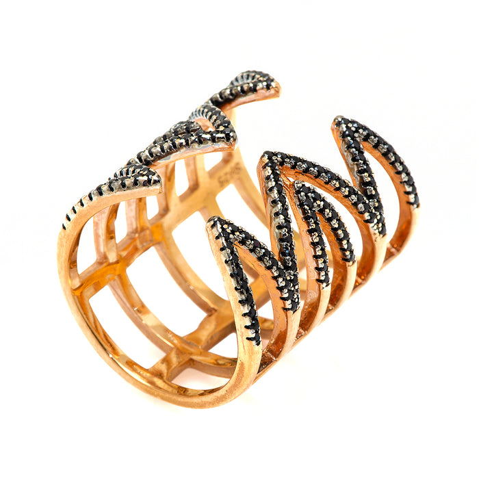 Gold Plated Silver Ring with Crystals
