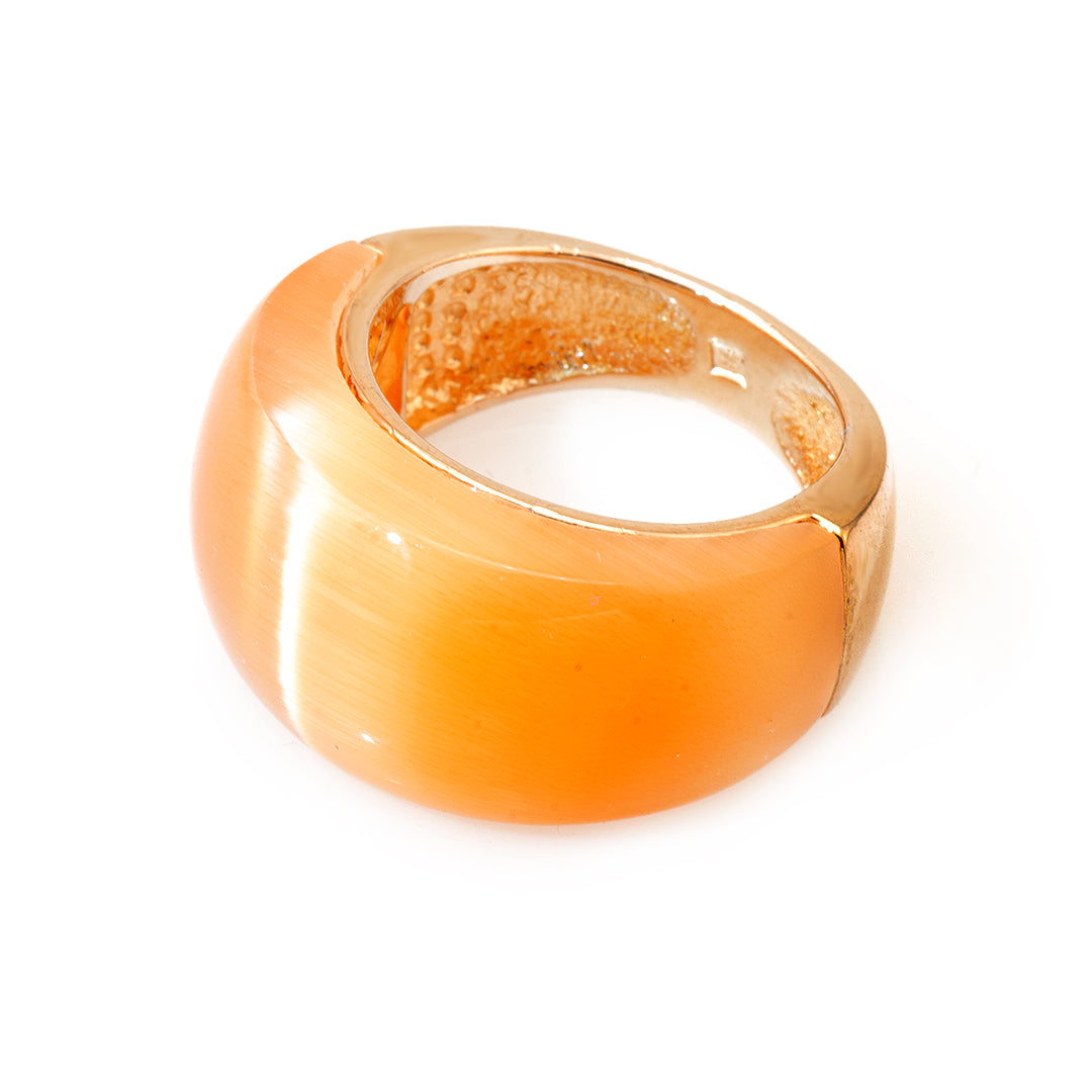 Orange Synthetic Moonstone Silver Ring