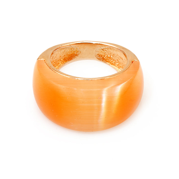 Orange Synthetic Moonstone Silver Ring