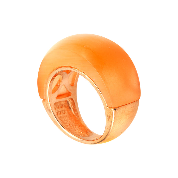 Orange Synthetic Moonstone Silver Ring