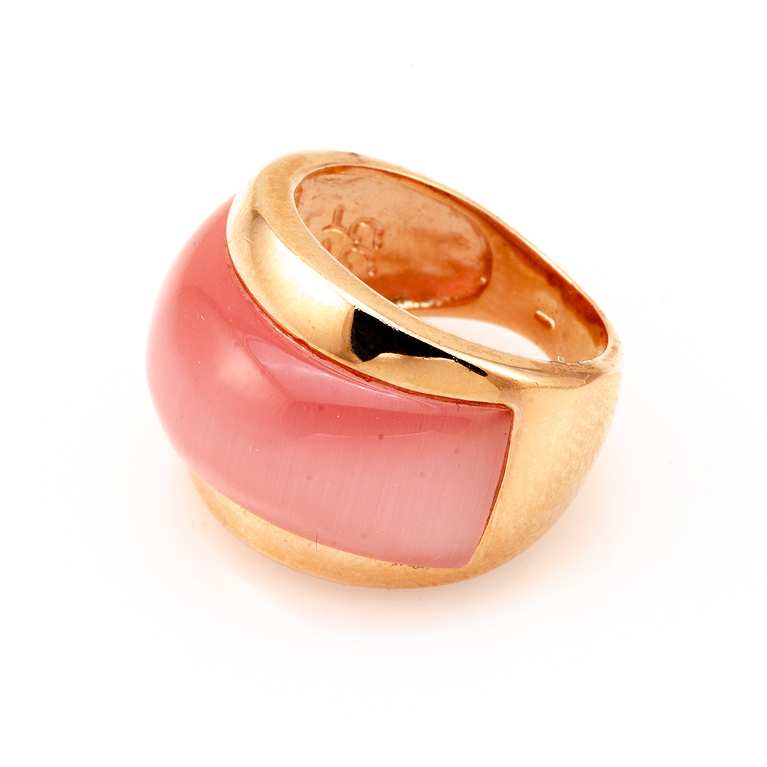 Radiant Bloom: Pink and Gold-Plated 925 Sterling Silver Ring