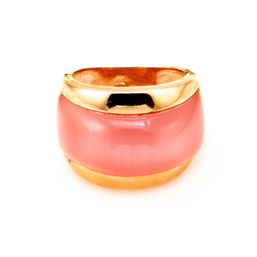 Radiant Bloom: Pink and Gold-Plated 925 Sterling Silver Ring