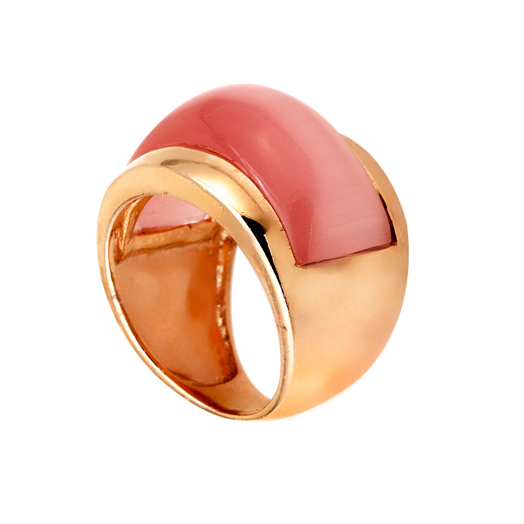 Radiant Bloom: Pink and Gold-Plated 925 Sterling Silver Ring