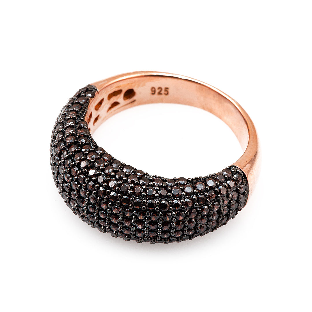 Rose Gold Plated Silver Ring with Crystals