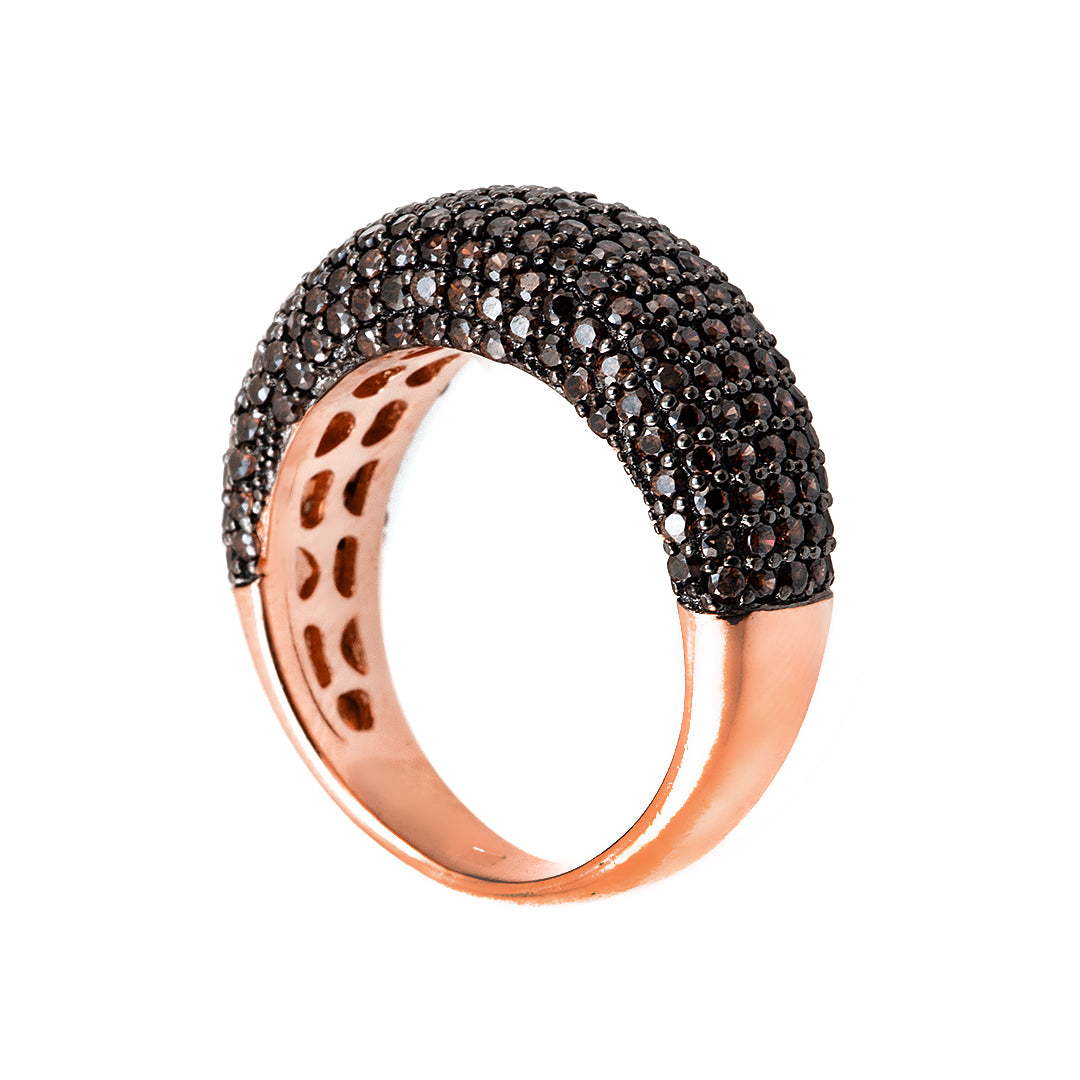 Rose Gold Plated Silver Ring with Crystals