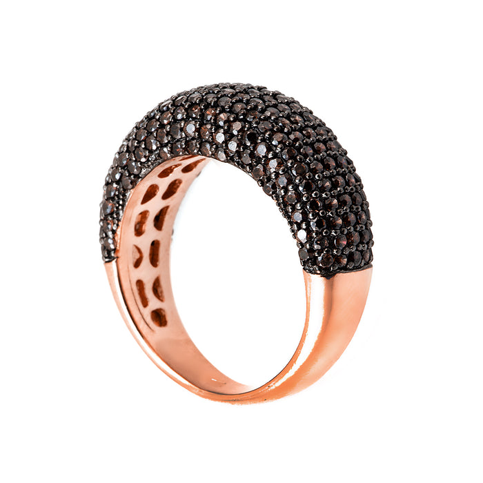 Rose Gold Plated Silver Ring with Crystals
