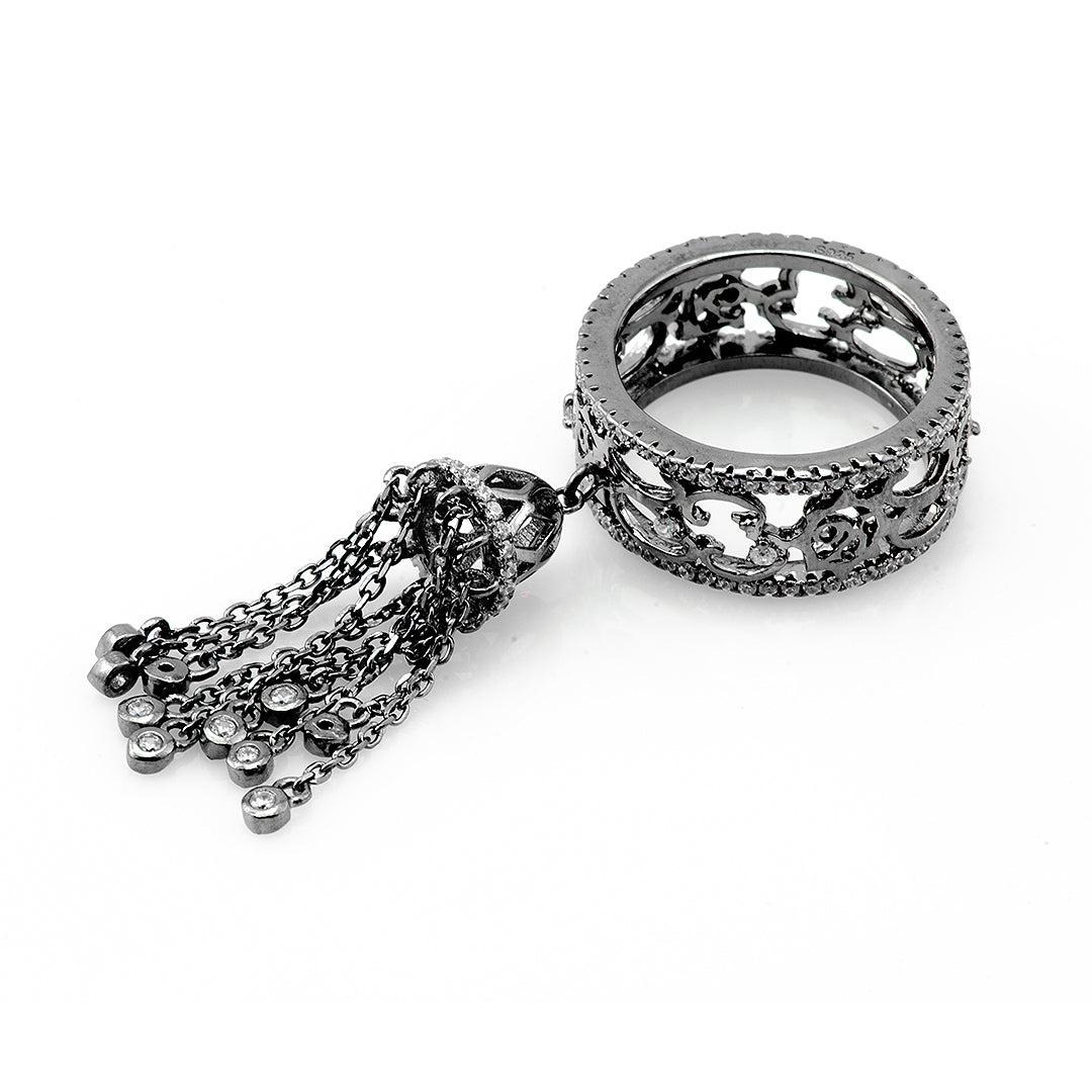 Silver Ring with Chains